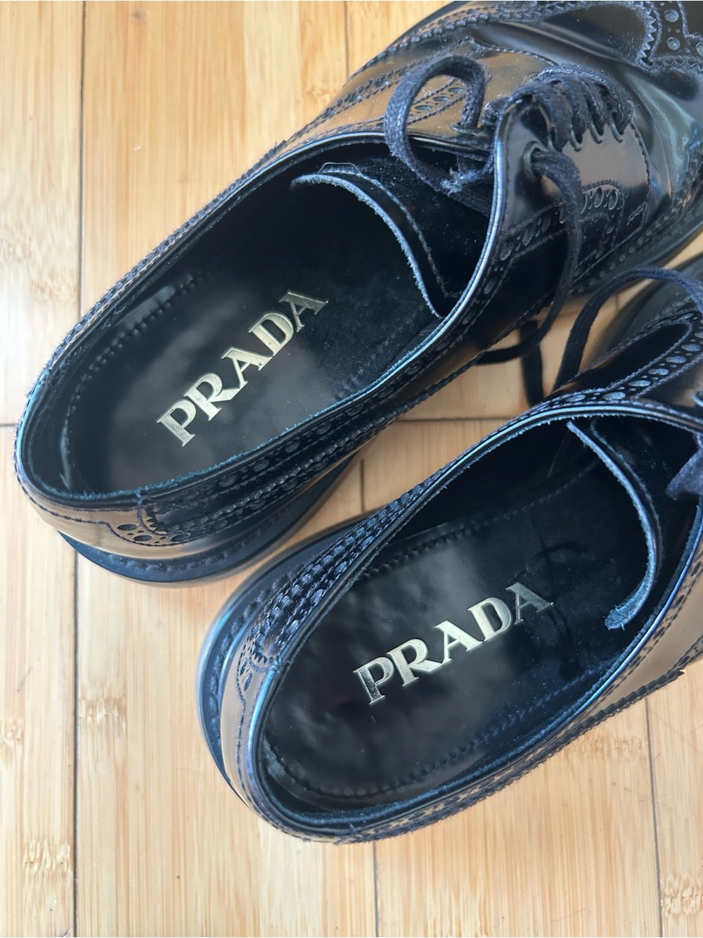 Prada Black Brogue Leather Derby with Transparent Air-Cushion Sole - Picture 8 of 9